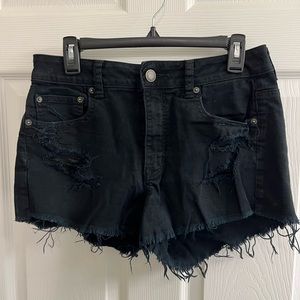 American Eagle Black High Rise Festival Jean Shorts